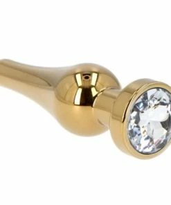 Fetish Art – Ace Of Spades Gold Clear Jewelled Butt Plug – Small