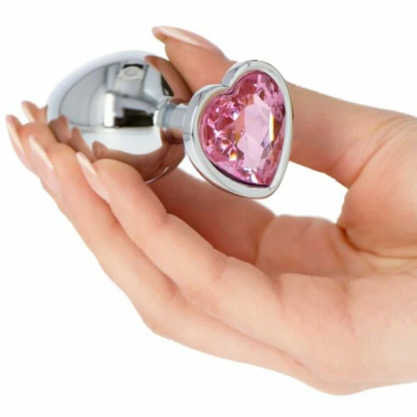 Fetish Art – Bejewelled Silver Pink Heart Jewelled Butt Plug – Medium 5 Fetish Art – Bejewelled Silver Pink Heart Jewelled Butt Plug – Medium - Image 5