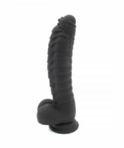 Kiotos – 9 Inch Black Tickler Ribbed Silicone Dildo