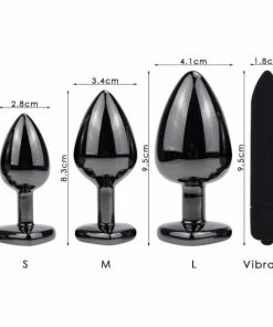 Best Couples Sex Toys 3Pc Gun Metal & Red Jeweled Butt Plug Set With Bullet Vibe -Strap-On-Me® Shop unnamed file 25