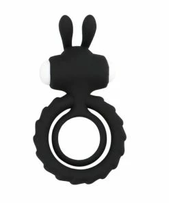 Best Couples Sex Toys Love Moment Double Disc Rabbit Vibrating Cock Ring Black