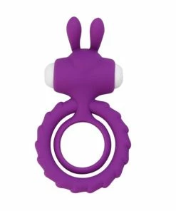 Best Couples Sex Toys Love Moment Double Disc Rabbit Vibrating Cock Ring Purple