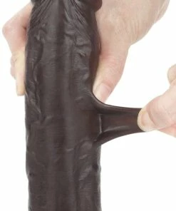 LoveToy Sliding Skin Dual Layer 7 Inch Black Dildo -Strap-On-Me® Shop unnamed file 3265