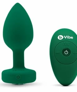 Best Couples Sex Toys B-Vibe – Remote Control Vibrating Jewel Butt Plug M/L Emerald