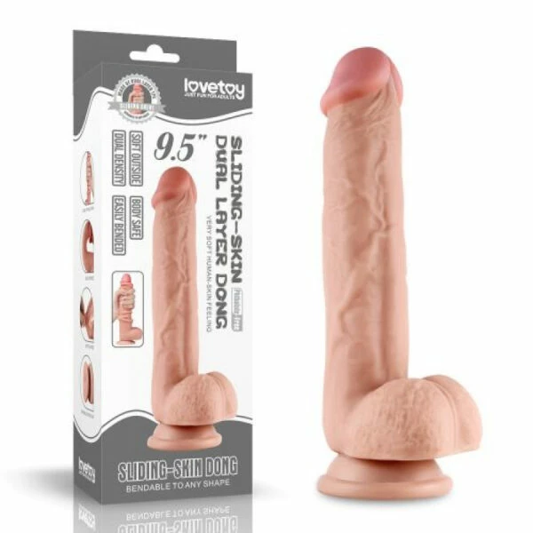 LoveToy Sliding Skin Dual Layer 9.5 Inch Dildo 1 LoveToy Sliding Skin Dual Layer 9.5 Inch Dildo
