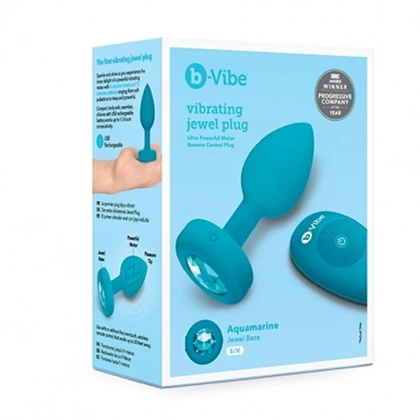 Anal Play B-Vibe – Remote Control Vibrating Jewel Butt Plug S/M Aquamarine 6 Anal Play B-Vibe – Remote Control Vibrating Jewel Butt Plug S/M Aquamarine - Image 6