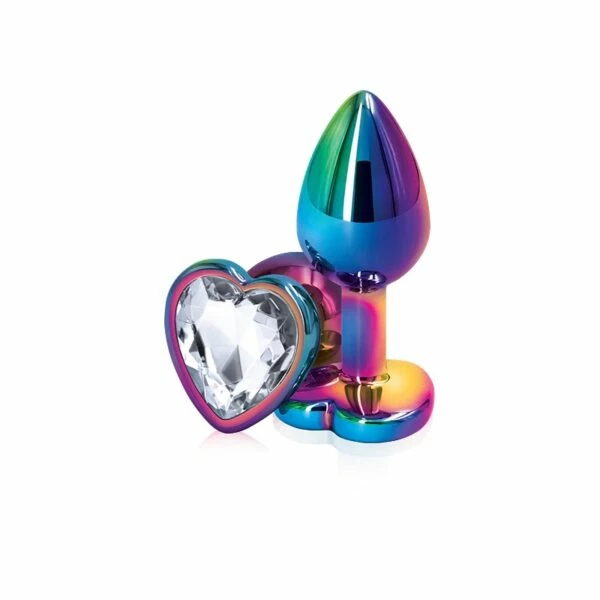 PleasureStore Medium Precious Metal Clear Heart Jewelled Butt Plug 1 PleasureStore Medium Precious Metal Clear Heart Jewelled Butt Plug