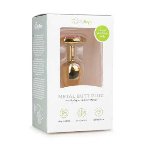 Anal Play Metal Butt Plug No. 3 – Gold With Pink Heart Crystal 4 Anal Play Metal Butt Plug No. 3 – Gold With Pink Heart Crystal - Image 4
