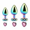 PleasureStore 3 Pc Set Luxury Rainbow Metal Pink Heart Butt Plug Anal Trainer Kit