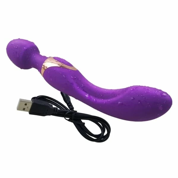 PleasureStore Purple 10 Function Dual Wand Vibrator 4 PleasureStore Purple 10 Function Dual Wand Vibrator - Image 4