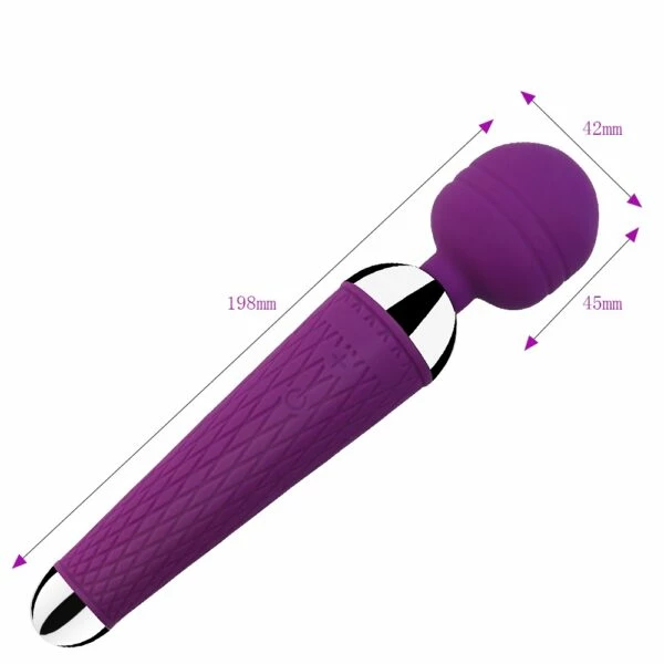 PleasureStore Purple Silicone Rechargeable Wand Vibrator 3 PleasureStore Purple Silicone Rechargeable Wand Vibrator - Image 3