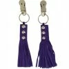 Rimba Nipple Clamps With Purple Leather Whips