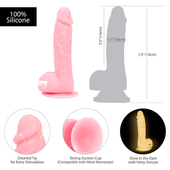 Addiction – Brandon Pink Glow In The Dark 7.5 Inch Dildo 5 Addiction – Brandon Pink Glow In The Dark 7.5 Inch Dildo - Image 5
