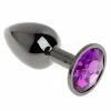 PleasureStore Small Grey Precious Metal Purple Jewelled Butt Plug