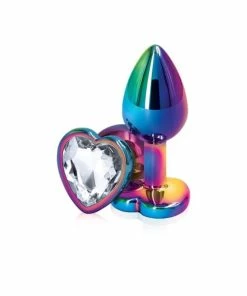 PleasureStore Small Precious Metal Clear Heart Jewelled Butt Plug