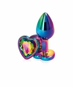 PleasureStore Small Precious Metal Colorful Heart Jewelled Butt Plug