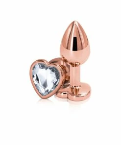 PleasureStore Small Rose Gold Crystal Heart Jewelled Butt Plug