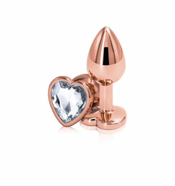 PleasureStore Small Rose Gold Crystal Heart Jewelled Butt Plug 1 PleasureStore Small Rose Gold Crystal Heart Jewelled Butt Plug