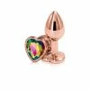 PleasureStore Small Rose Gold Rainbow Heart Jewelled Butt Plug