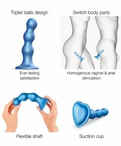 Anal Play Strap-On-Me – Beaded Dildo Plug Metallic Blue Small -Strap-On-Me® Shop unnamed file 5140
