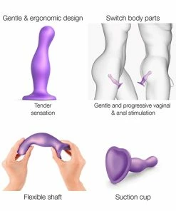 Prostate Massagers Strap-On-Me – Curvy Dildo Plug Metallic Purple Medium -Strap-On-Me® Shop unnamed file 5157