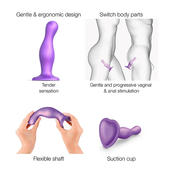 Prostate Massagers Strap-On-Me – Curvy Dildo Plug Metallic Purple Small 3 Prostate Massagers Strap-On-Me – Curvy Dildo Plug Metallic Purple Small - Image 3