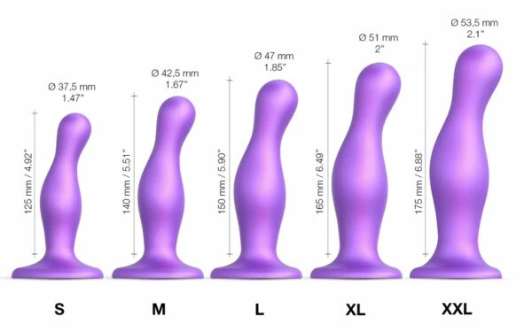 Prostate Massagers Strap-On-Me – Curvy Dildo Plug Metallic Purple Small 5 Prostate Massagers Strap-On-Me – Curvy Dildo Plug Metallic Purple Small - Image 5