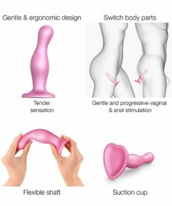 Prostate Massagers Strap-On-Me – Curvy Dildo Plug Metallic Sugar Pink Large -Strap-On-Me® Shop unnamed file 5169