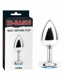 Chisa – Silver Metal Blue Heart Jewelled Butt Plug