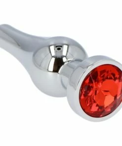 Fetish Art – Ace Of Spades Silver Red Jewelled Butt Plug – Small